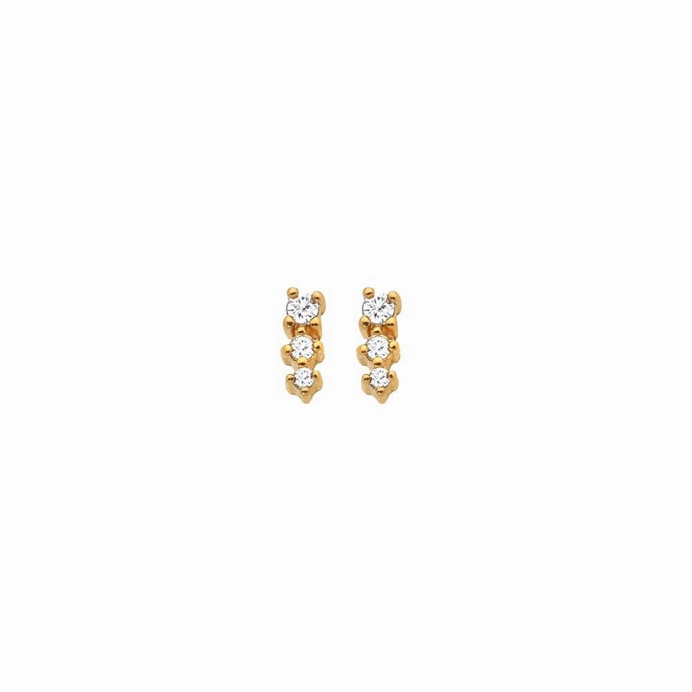 Hot Diamonds x Jac Jossa Gold Plated Sterling Silver Graduating White Topaz Stud Earrings