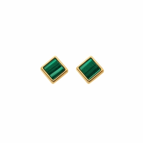Hot Diamonds x Jac Jossa Gold Plated Sterling Silver Revive Malachite Stud Earrings