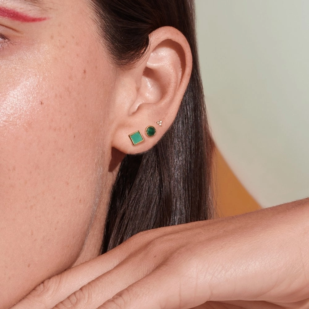 Hot Diamonds x Jac Jossa Gold Plated Sterling Silver Revive Malachite Stud Earrings