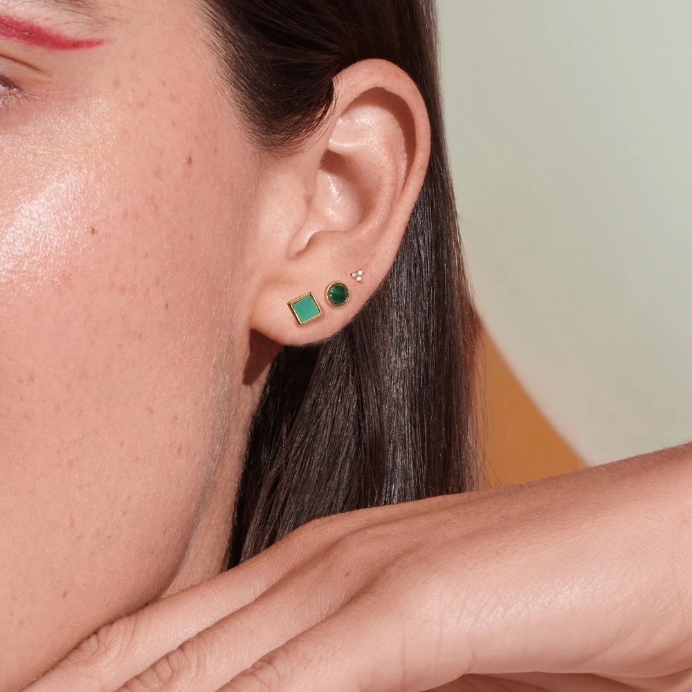 Hot Diamonds x Jac Jossa Gold Plated Sterling Silver Revive Malachite Stud Earrings