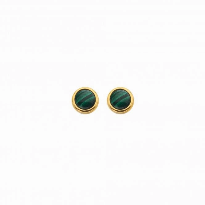 Hot Diamonds x Jac Jossa Gold Plated Sterling Silver Revive Malachite Stud Earrings