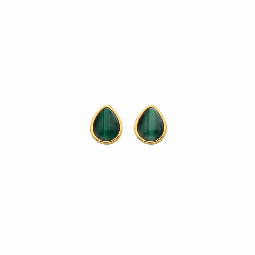 Hot Diamonds x Jac Jossa Gold Plated Sterling Silver Revive Malachite Teardrop Stud Earrings