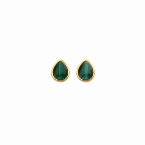 Hot Diamonds x Jac Jossa Gold Plated Sterling Silver Revive Malachite Teardrop Stud Earrings