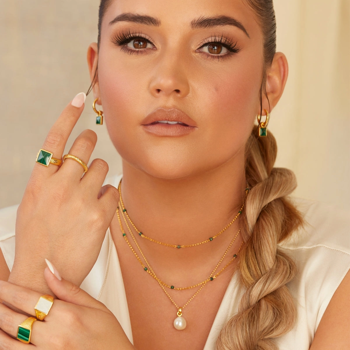 Hot Diamonds x Jac Jossa Revive Gold Plated Sterling Silver Malachite Bracelet