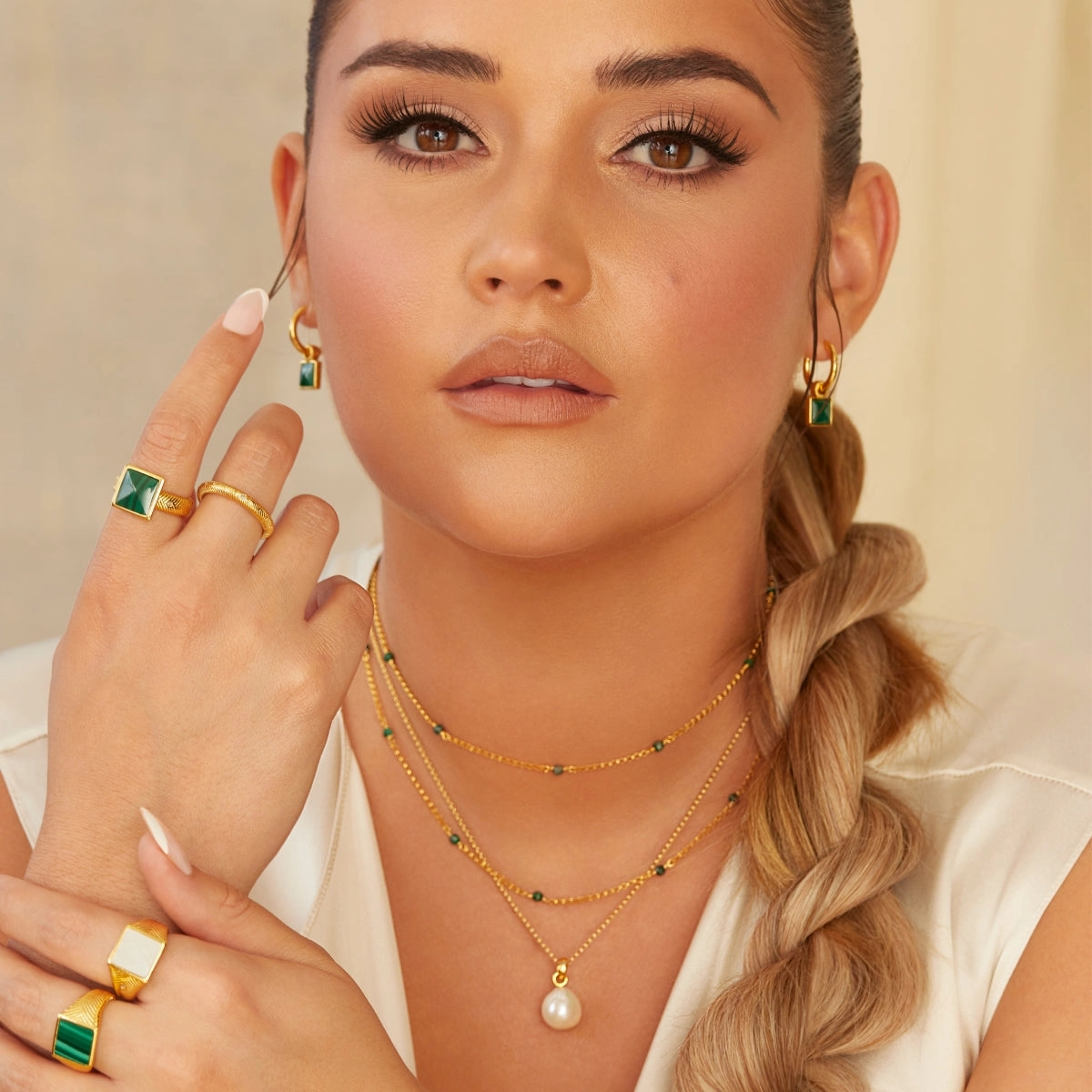 Hot Diamonds x Jac Jossa Revive Gold Plated Sterling Silver Malachite Earrings