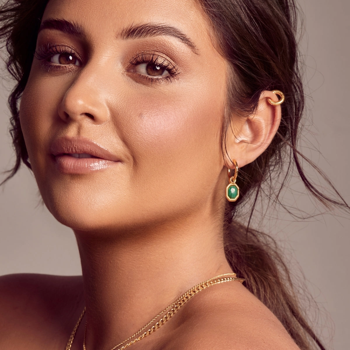 Hot Diamonds x Jac Jossa Revive Gold Plated Sterling Silver Malachite Earrings