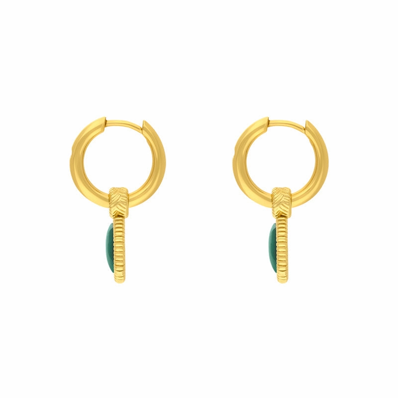 Hot Diamonds x Jac Jossa Revive Gold Plated Sterling Silver Malachite Earrings
