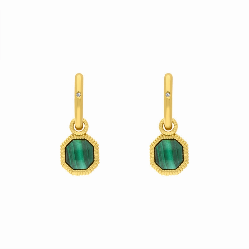 Hot Diamonds x Jac Jossa Revive Gold Plated Sterling Silver Malachite Earrings