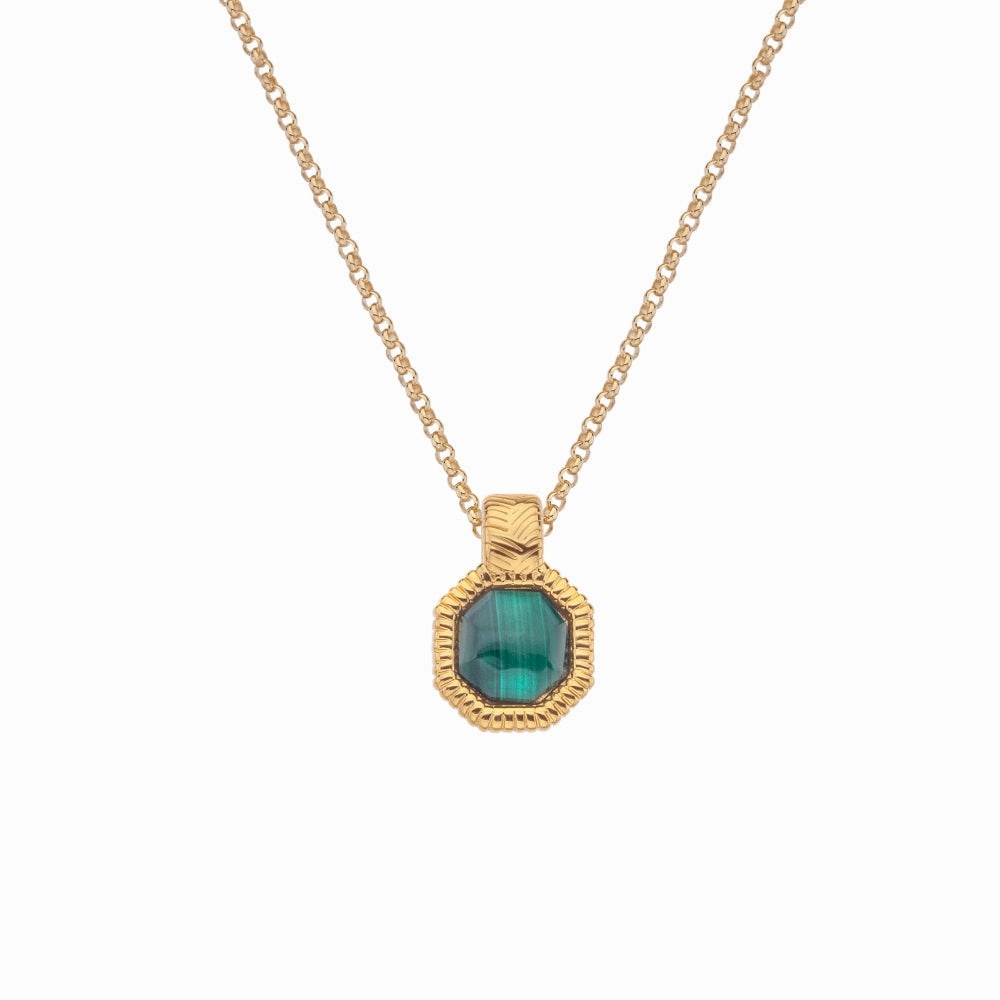 Hot Diamonds x Jac Jossa Revive Gold Plated Sterling Silver Malachite Pendant