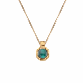 Hot Diamonds x Jac Jossa Revive Gold Plated Sterling Silver Malachite Pendant