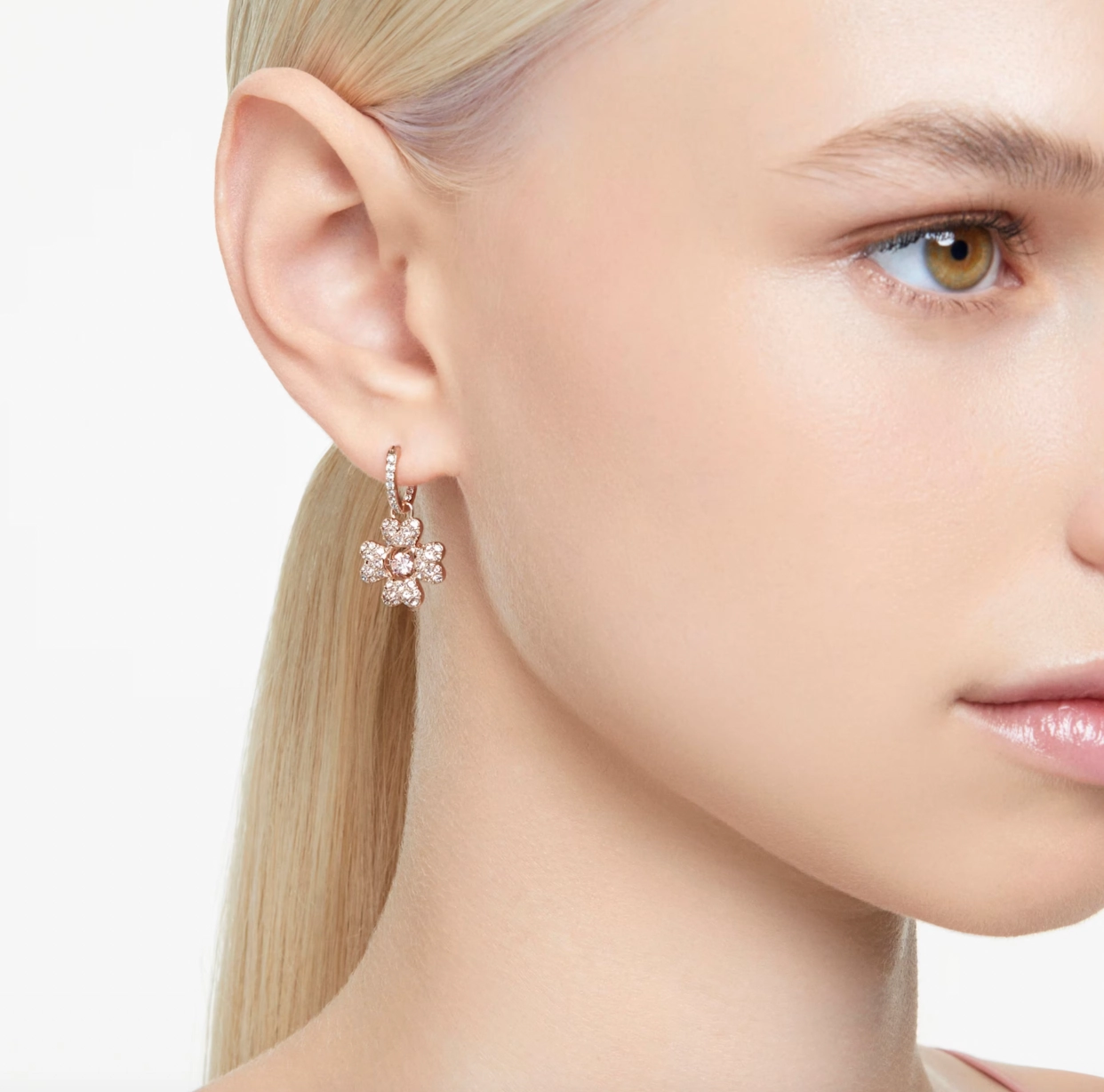 Idyllia Clover Rosegold Drop Earrings
