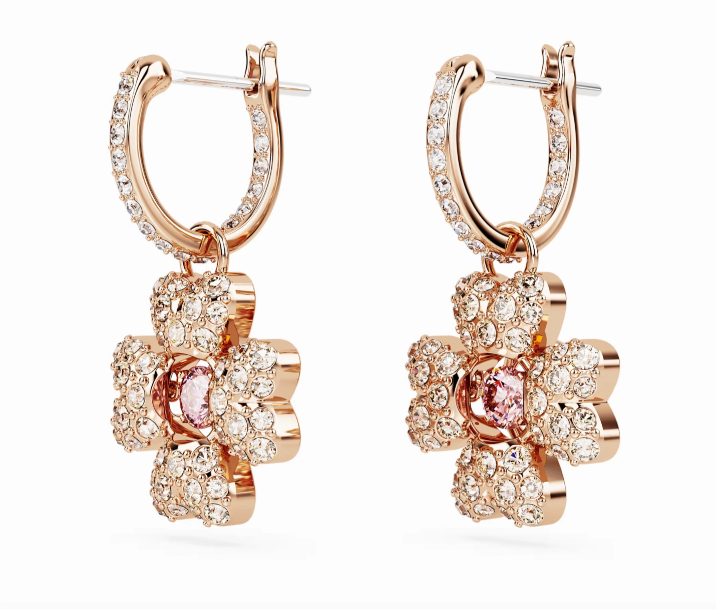 Idyllia Clover Rosegold Drop Earrings