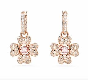 Idyllia Clover Rosegold Drop Earrings