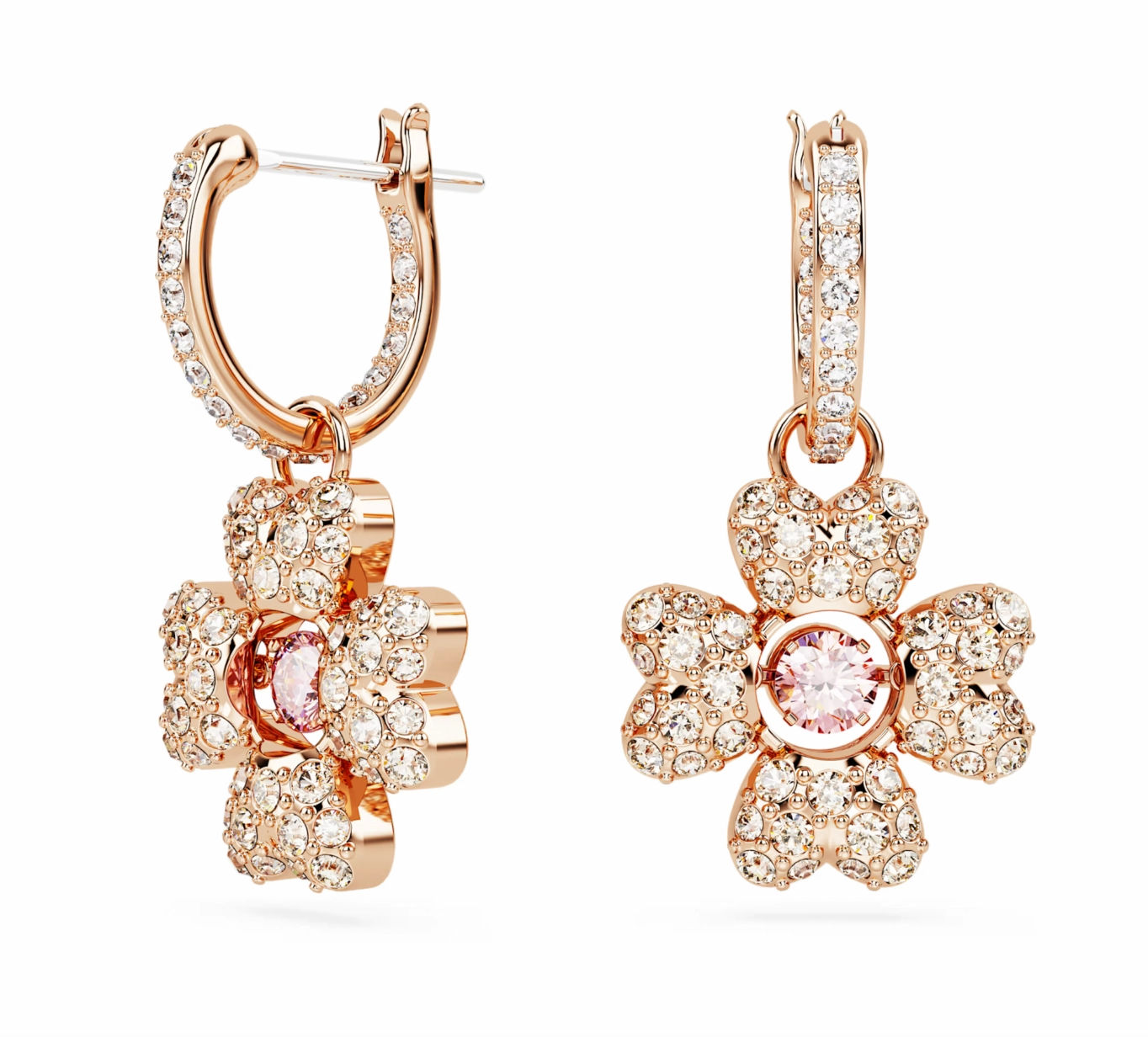 Idyllia Clover Rosegold Drop Earrings