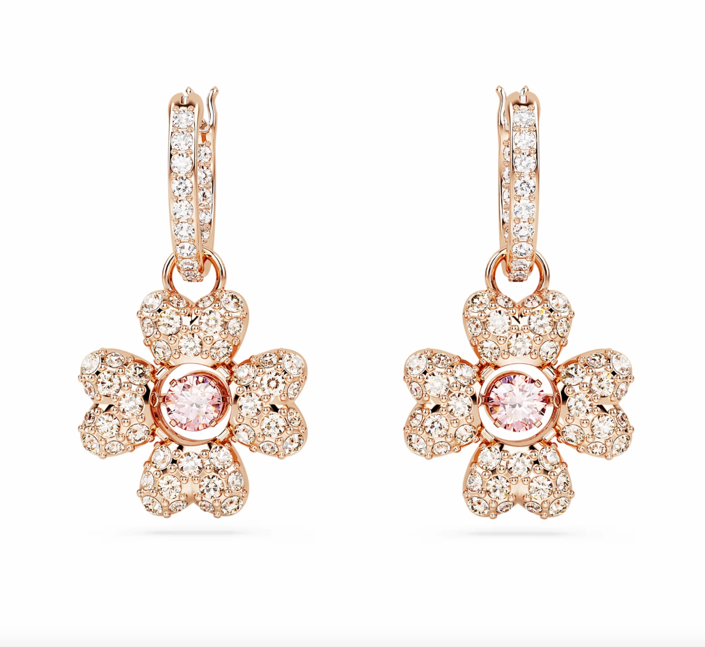 Idyllia Clover Rosegold Drop Earrings
