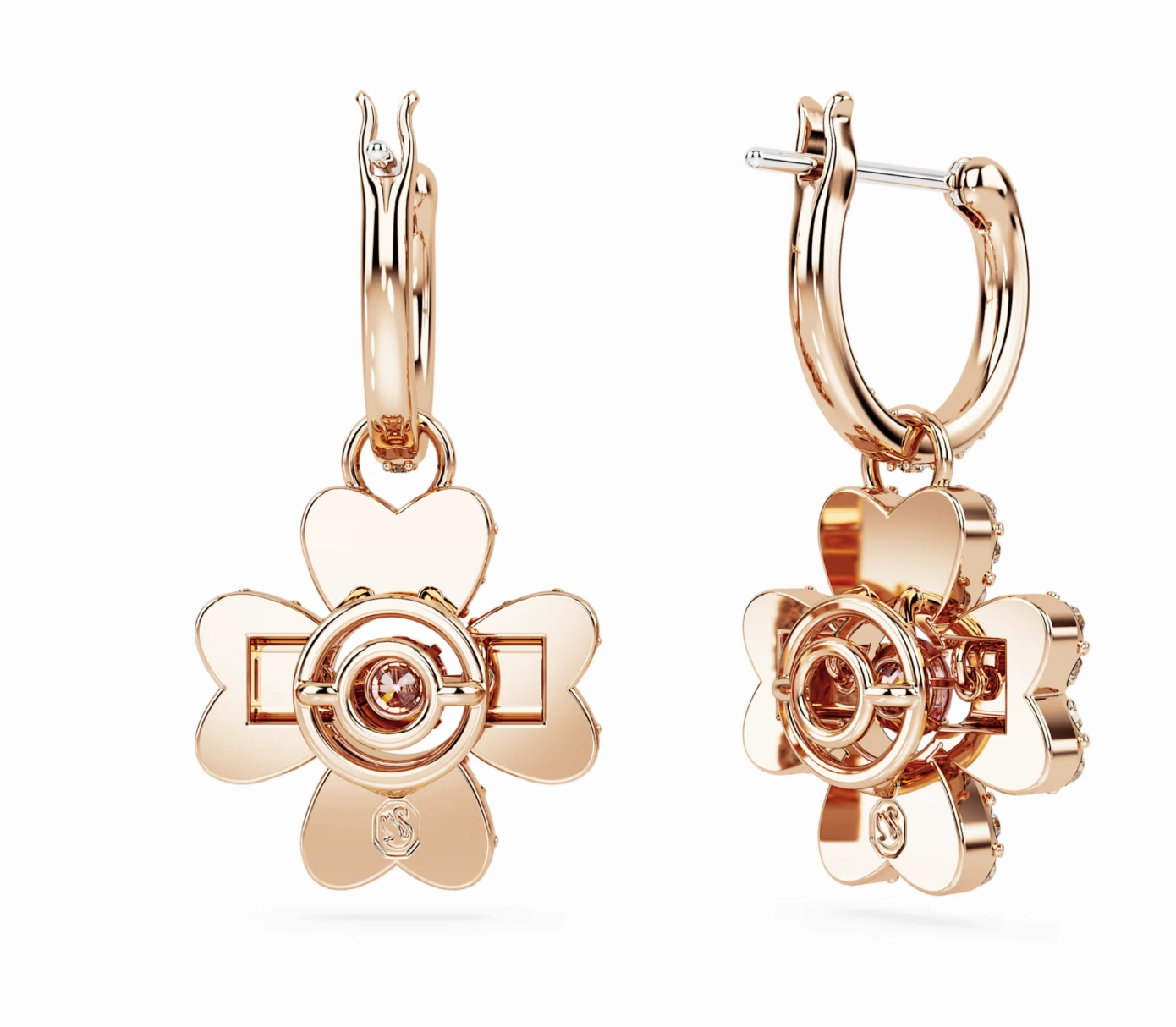 Idyllia Clover Rosegold Drop Earrings