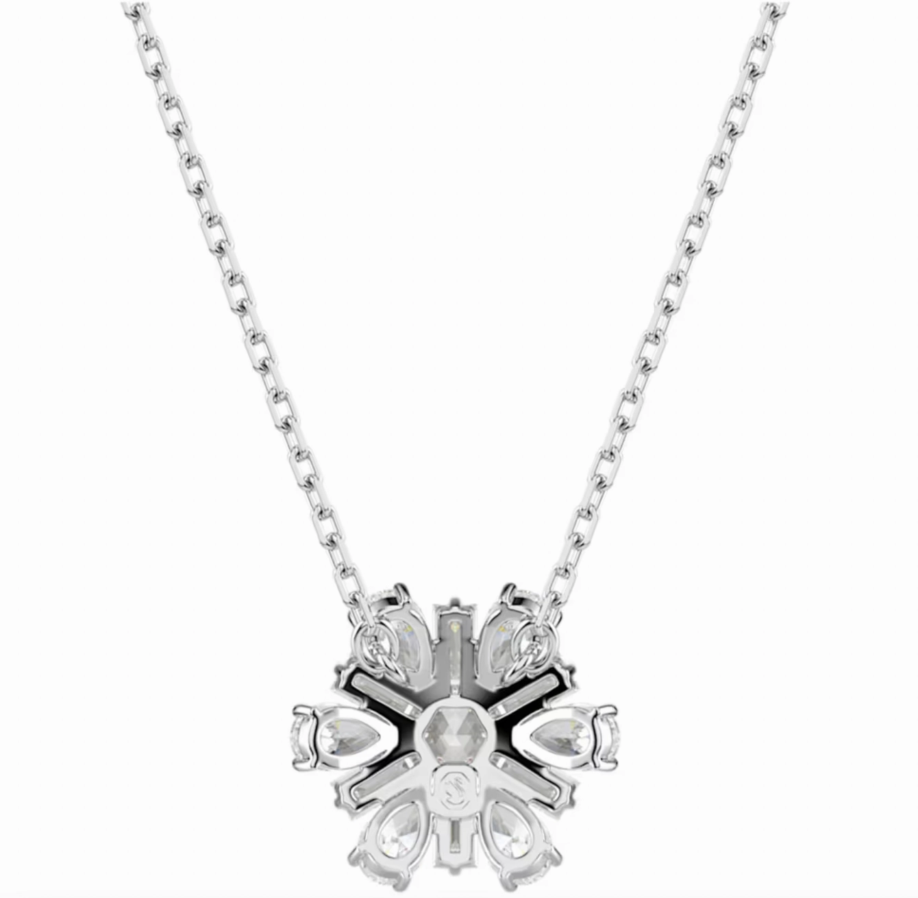 Idyllia Mixed Cuts Snowflake, White, Rhodium Plated Necklace