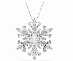 Idyllia Snowflake with Cystals Silver Pendant or Brooch
