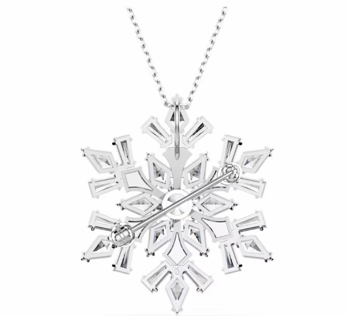 Idyllia Snowflake with Cystals Silver Pendant or Brooch