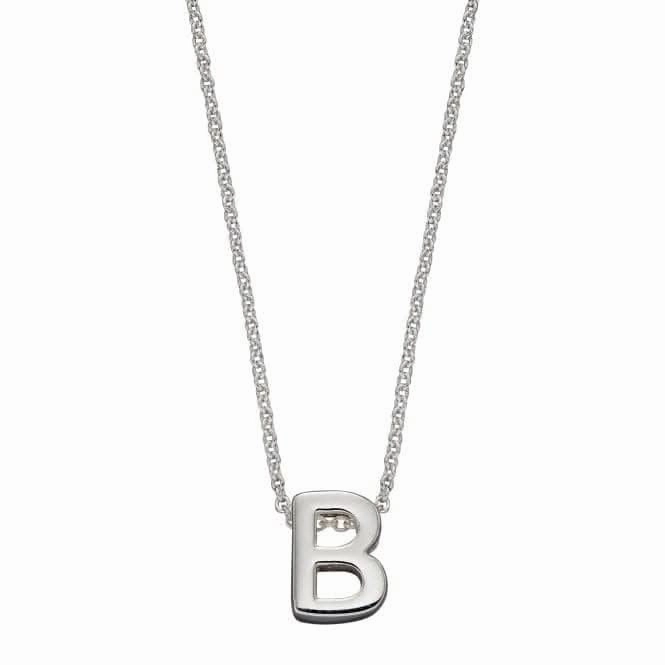Initial B Plain Silver Initial Necklace N4429