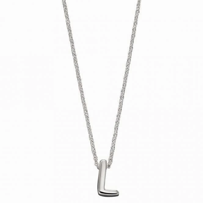 Initial L Plain Silver Initial Necklace N4439