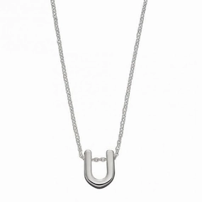 Initial U Plain Silver Initial Necklace N4448