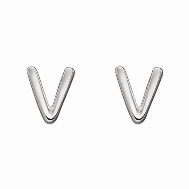 Initial V Sterling Silver Stud Earrings E6039