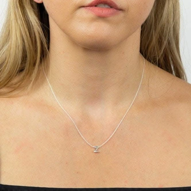 Initial Z Plain Silver Initial Necklace N4453