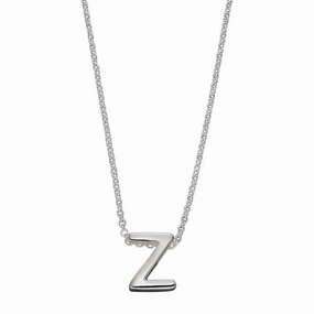 Initial Z Plain Silver Initial Necklace N4453