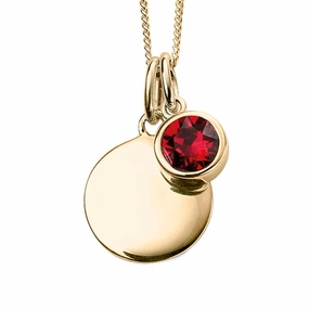 July Yellow Gold Plated Birthstone Engravable Disc Necklace P5014