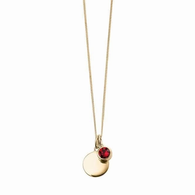 July Yellow Gold Plated Birthstone Engravable Disc Necklace P5014