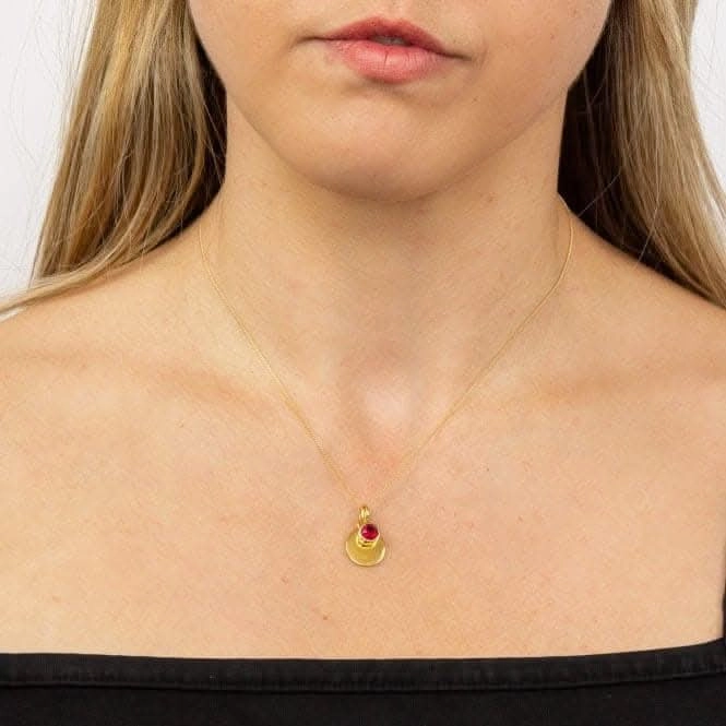 July Yellow Gold Plated Birthstone Engravable Disc Necklace P5014