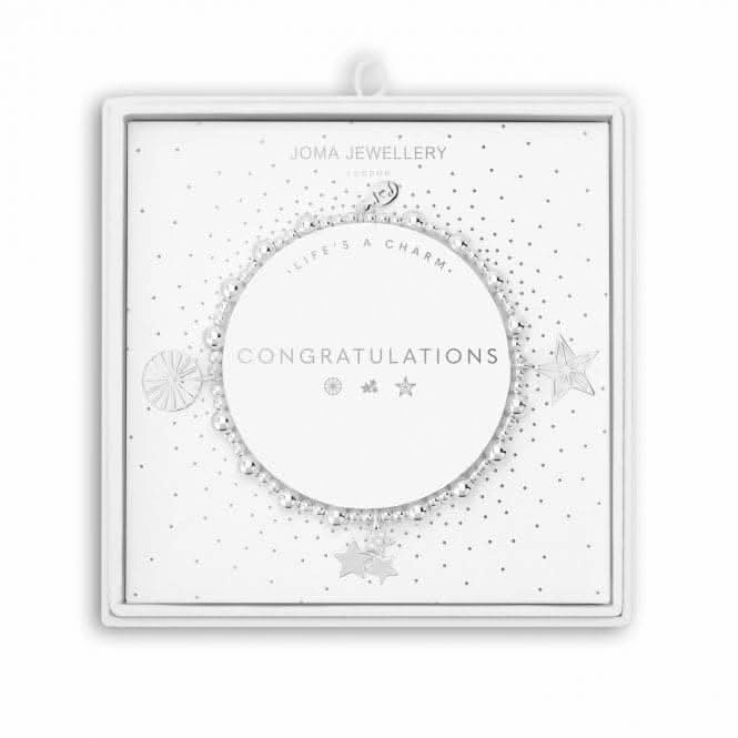 Life's A Charm Congratulations Silver Charm 17.5cm Stretch Bracelet 5313