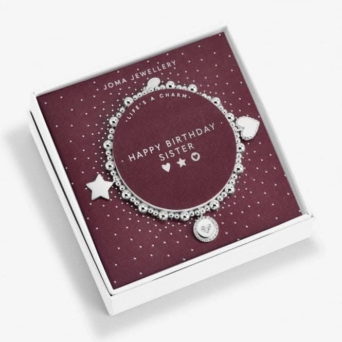 Life's A Charm Happy Birthday Sister Silver Charm 17.5cm Bracelet 6170