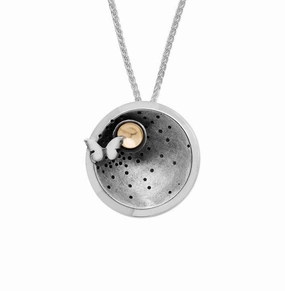 Linda Macdonald Butterfly Moon Sterling Silver 9ct Gold Necklace
