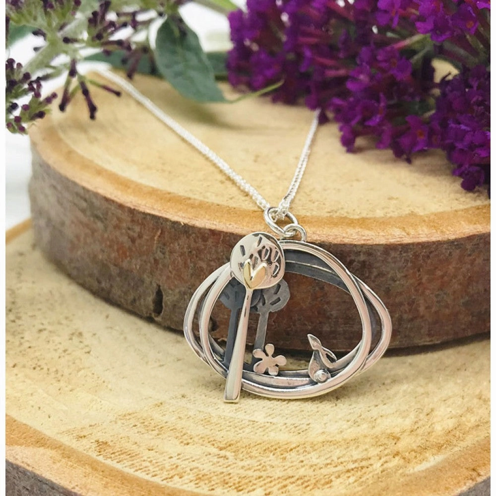 Linda Macdonald Into the Woods Sterling Silver 9ct Gold Necklace