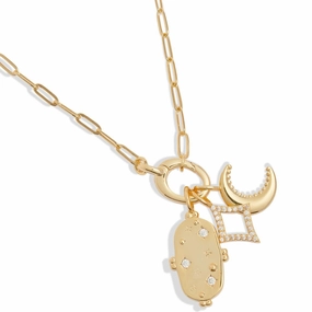 Little Links Oval Clasp Celestial Charms Gold Plated Necklace 7545