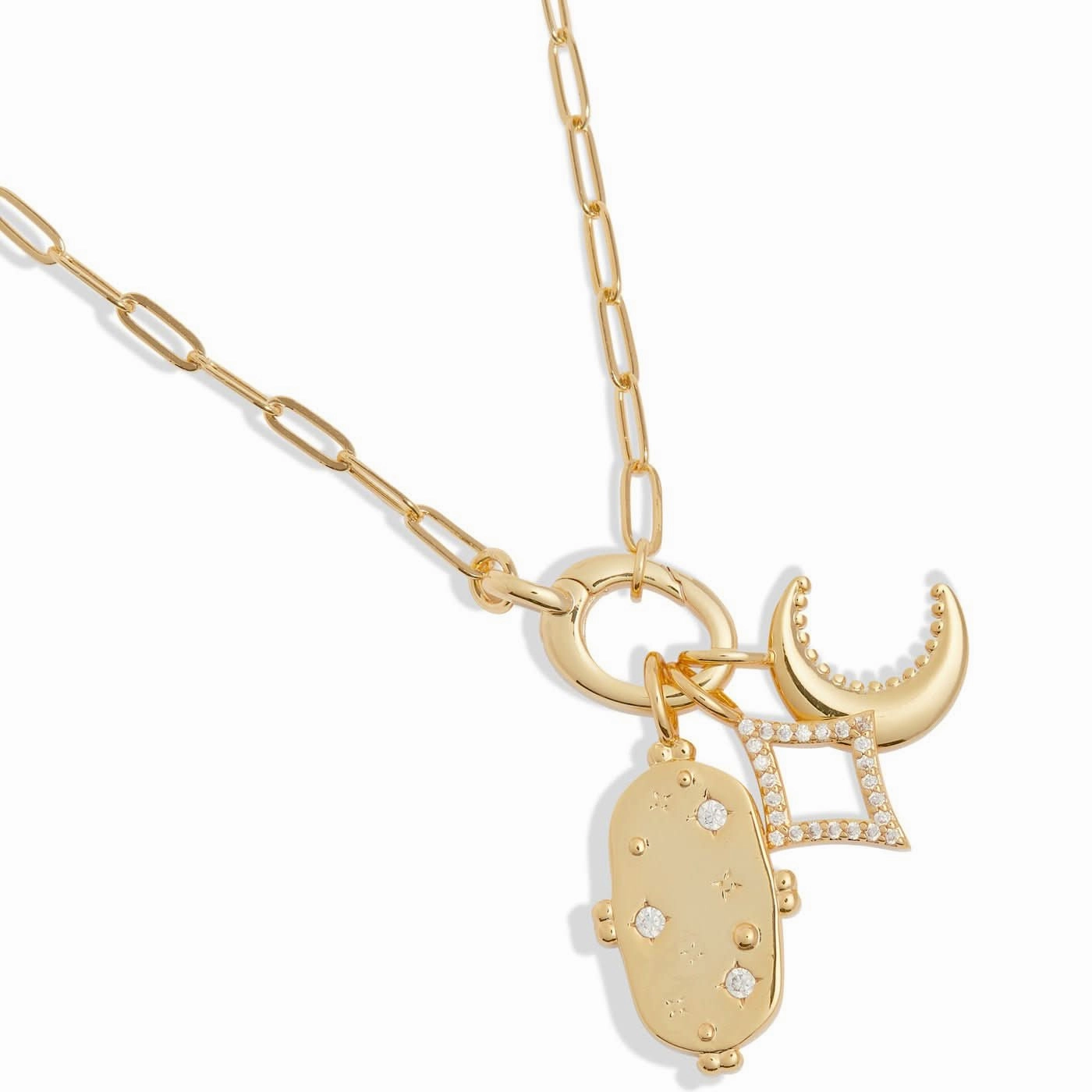 Little Links Oval Clasp Celestial Charms Gold Plated Necklace 7545