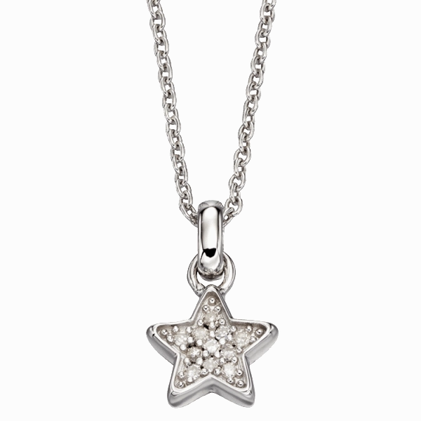 Little Star Cosmo Pave Sterling Silver Diamond Star Necklace