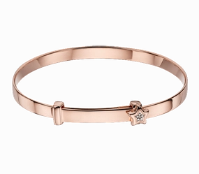 Little Star Gracie Rose Gold Plated Sterling Silver Diamond Star Christening Bangle