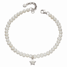 Little Star Sterling Silver Diamond Pearl Madison Star Charm Childs Bracelet D