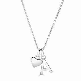 Little Star Sterling Silver Heart Alphabet Letter Customisable Pendant