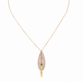 LOUISON Brownlip Elongated Drop Necklace