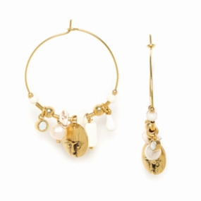 MALIA Big Creole with Dangles Earrings (ecru)