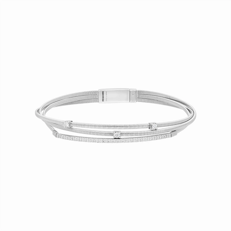 Marco Bicego Goa 18ct White Gold 0.15ct Diamond Three Strand Bangle