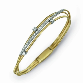 Marco Bicego Goa 18ct Yellow Gold 0.26ct Diamond Three Row Bracelet
