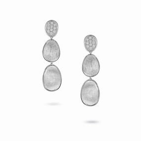 Marco Bicego Lunaria 18ct White Gold Diamond Pave Small Triple Drop Earrings D