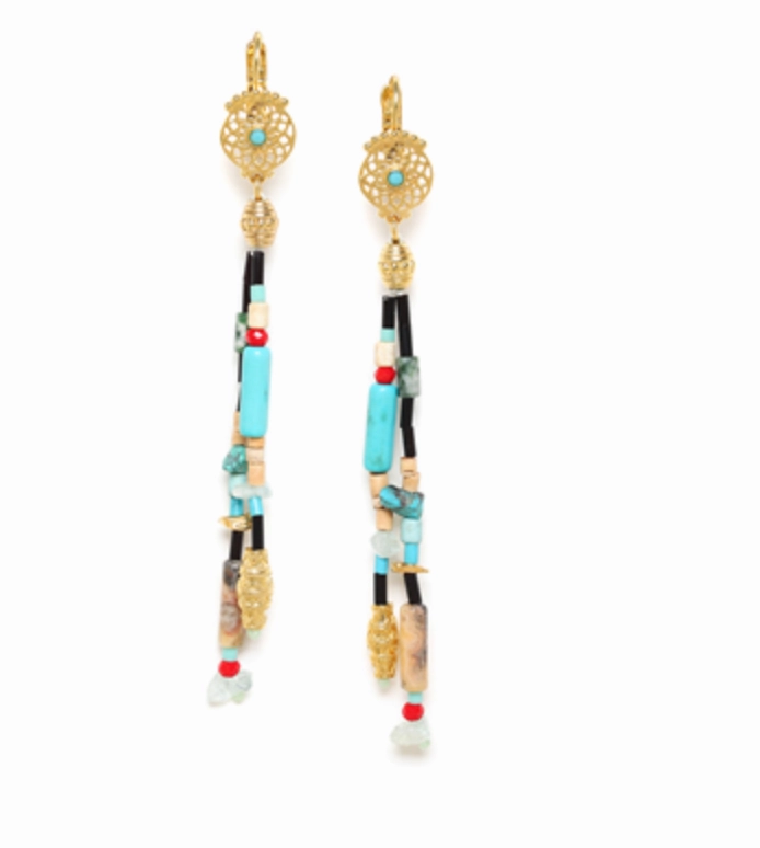 MARGAUX 2 Rows Long French Hook Earrings