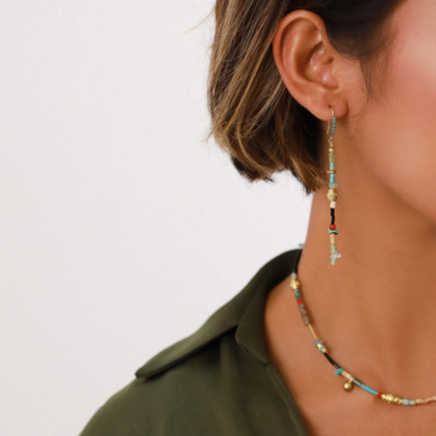 MARGAUX Long Earring with Crystallized Hook