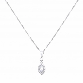 Marquise Pave Surround Cubic Zirconia Necklace N4340